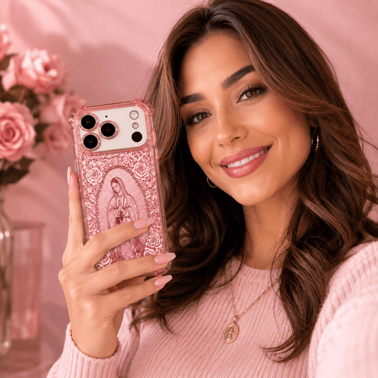 Classic Portrait of Our Lady of Guadalupe — Rose-Themed Case for iPhone 17/16/15/14 Series LEKCASE