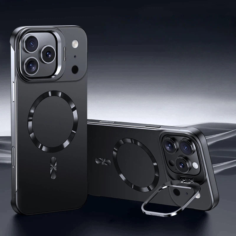 Frameless magnetic phone case with metal lens holder LEKCASE