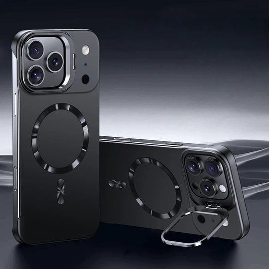 Frameless magnetic phone case with metal lens holder LEKCASE