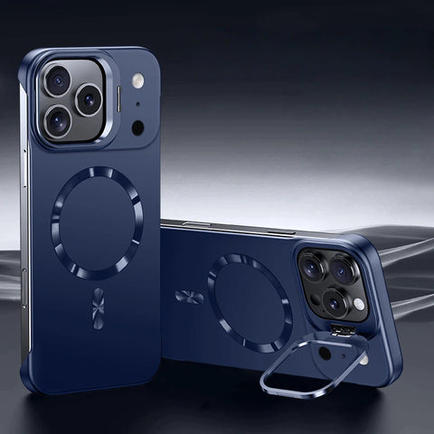 Frameless magnetic phone case with metal lens holder LEKCASE