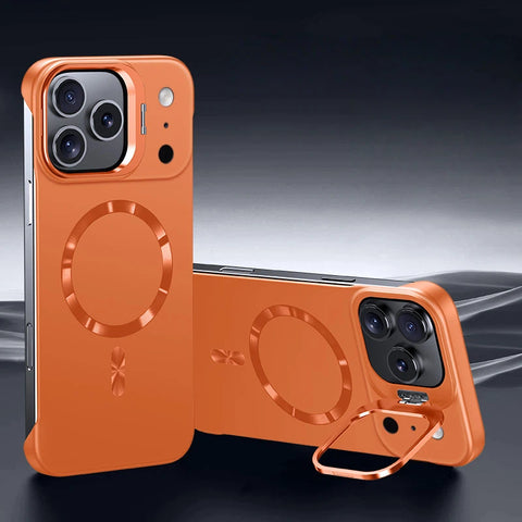 Frameless magnetic phone case with metal lens holder LEKCASE