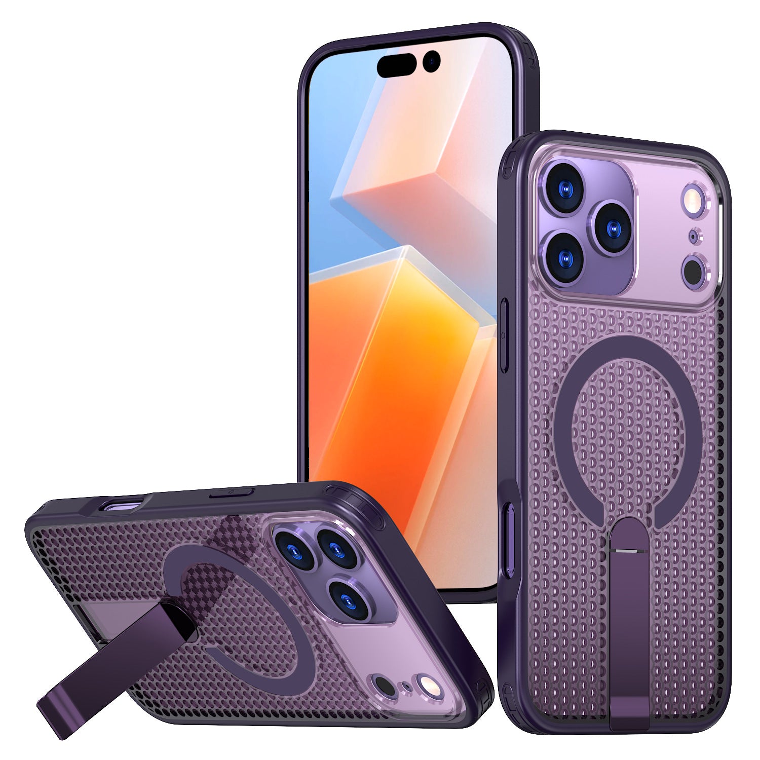 Magnetic Breathable For iPhone Case With Kickstand LEKCASE