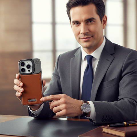LEKCASE | Frameless Carbon Fiber Leather Magnetic Lens Bracket Protective Case
