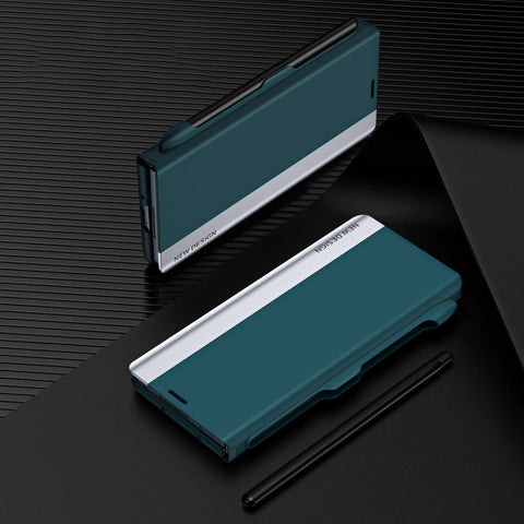 Luxury Electroplated Leather Magnetic Phone Case With Phone Stand And Pen Slot For Galaxy Z Fold 5/6/7