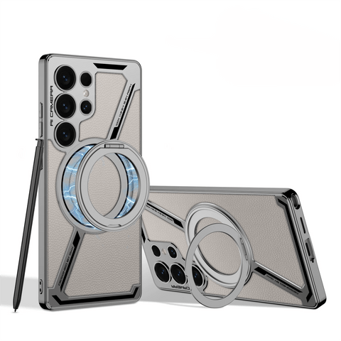 Electroplated leather built-in magnetic ring full-cover protective case(Only Case)